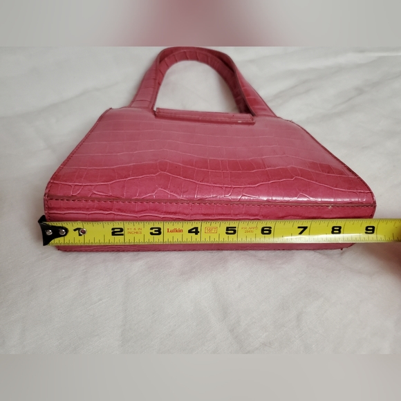 Vintage Y2K Faux Leather Barbie Pink Snake Skin Mini Handbag Retro Boho Chic - Picture 11 of 12